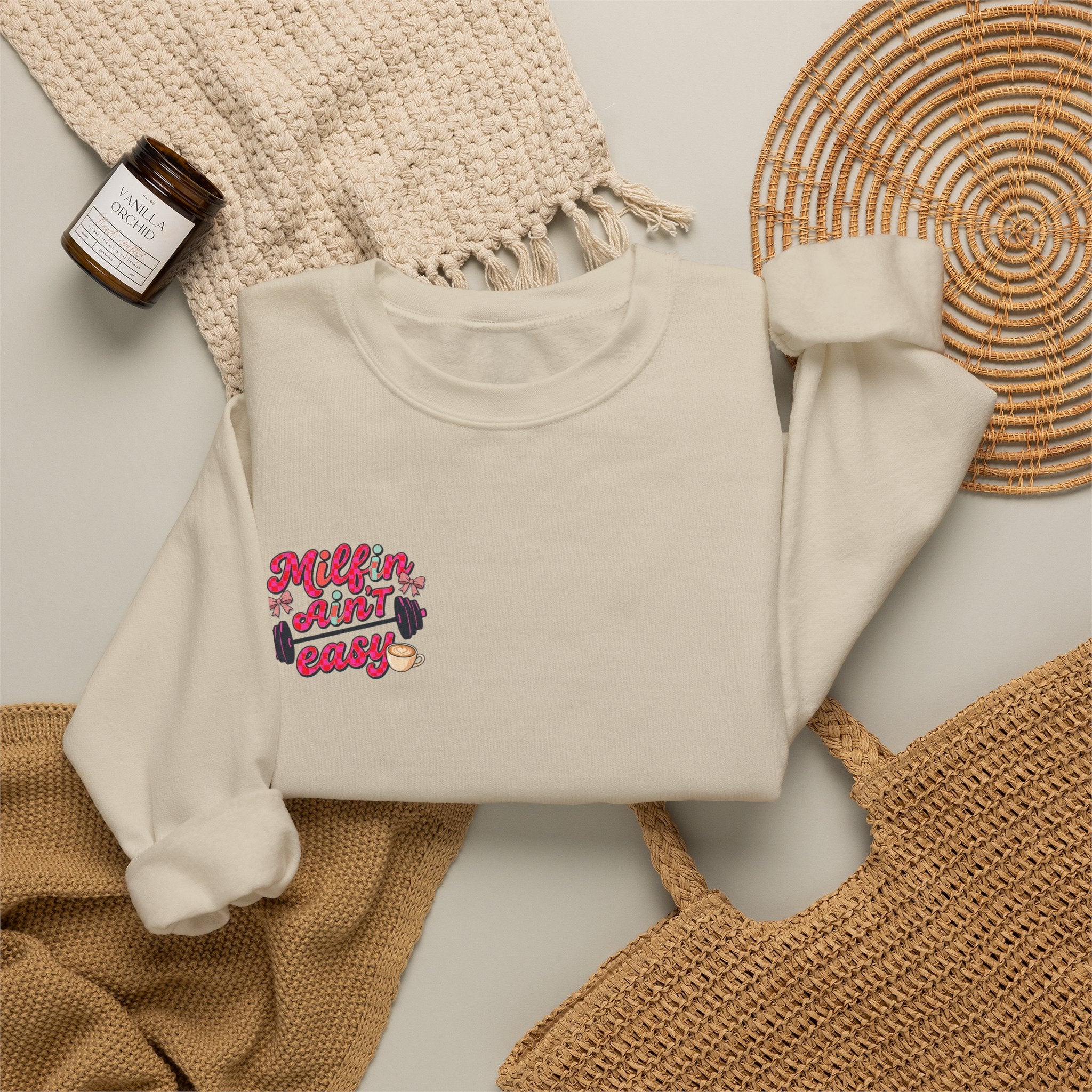 Milfin Ain't Easy Sweatshirt — Funny Mom Fitness Crewneck