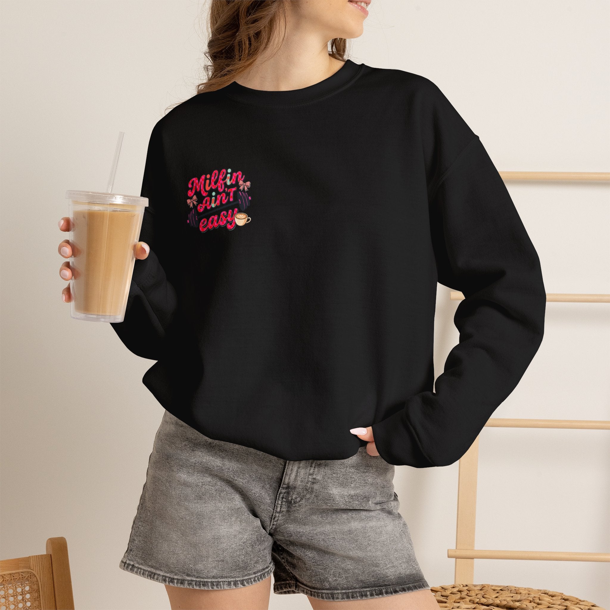 Milfin Ain't Easy Sweatshirt — Funny Mom Fitness Crewneck