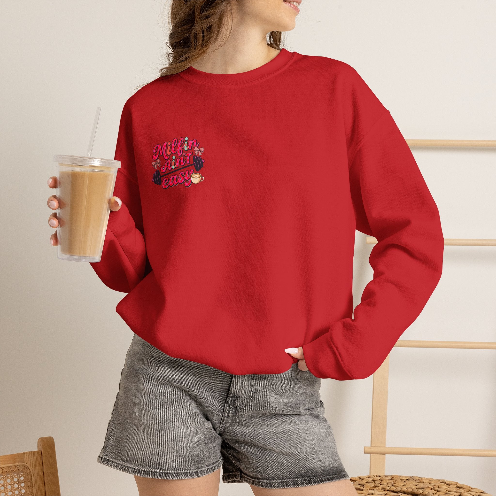 Milfin Ain't Easy Sweatshirt — Funny Mom Fitness Crewneck