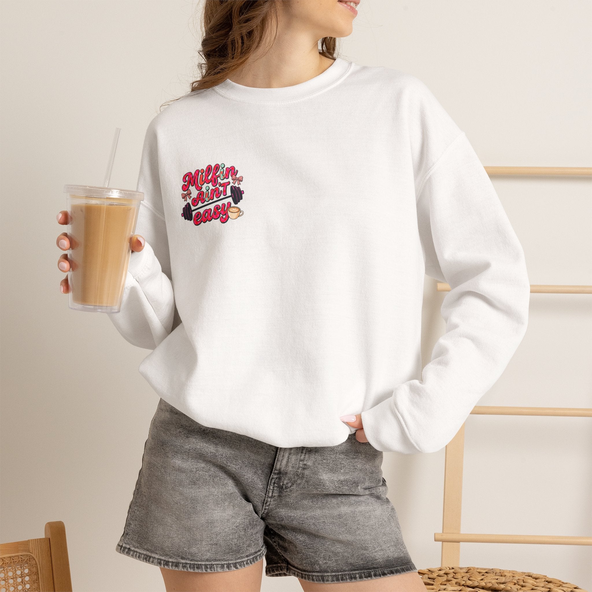 Milfin Ain't Easy Sweatshirt — Funny Mom Fitness Crewneck