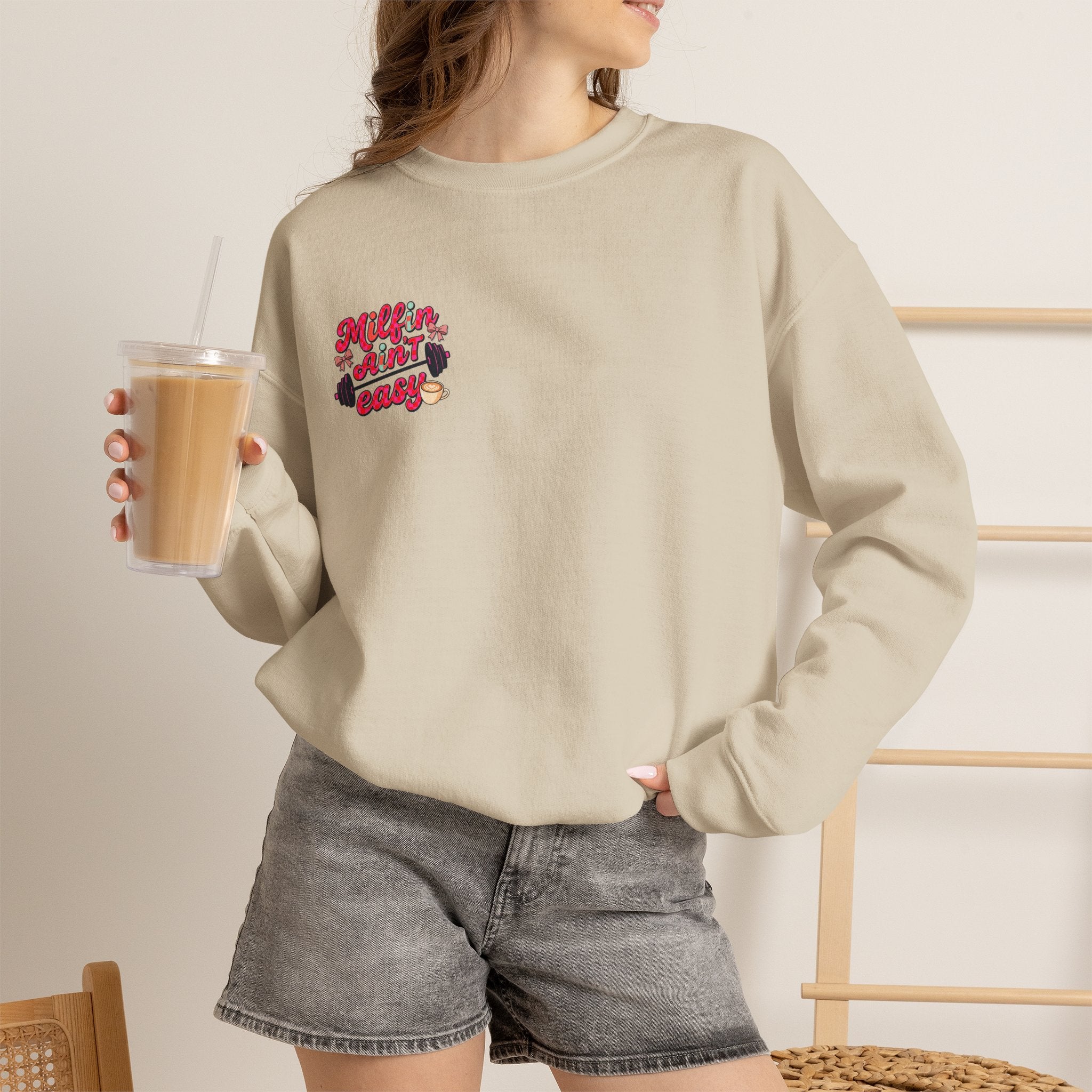 Milfin Ain't Easy Sweatshirt — Funny Mom Fitness Crewneck