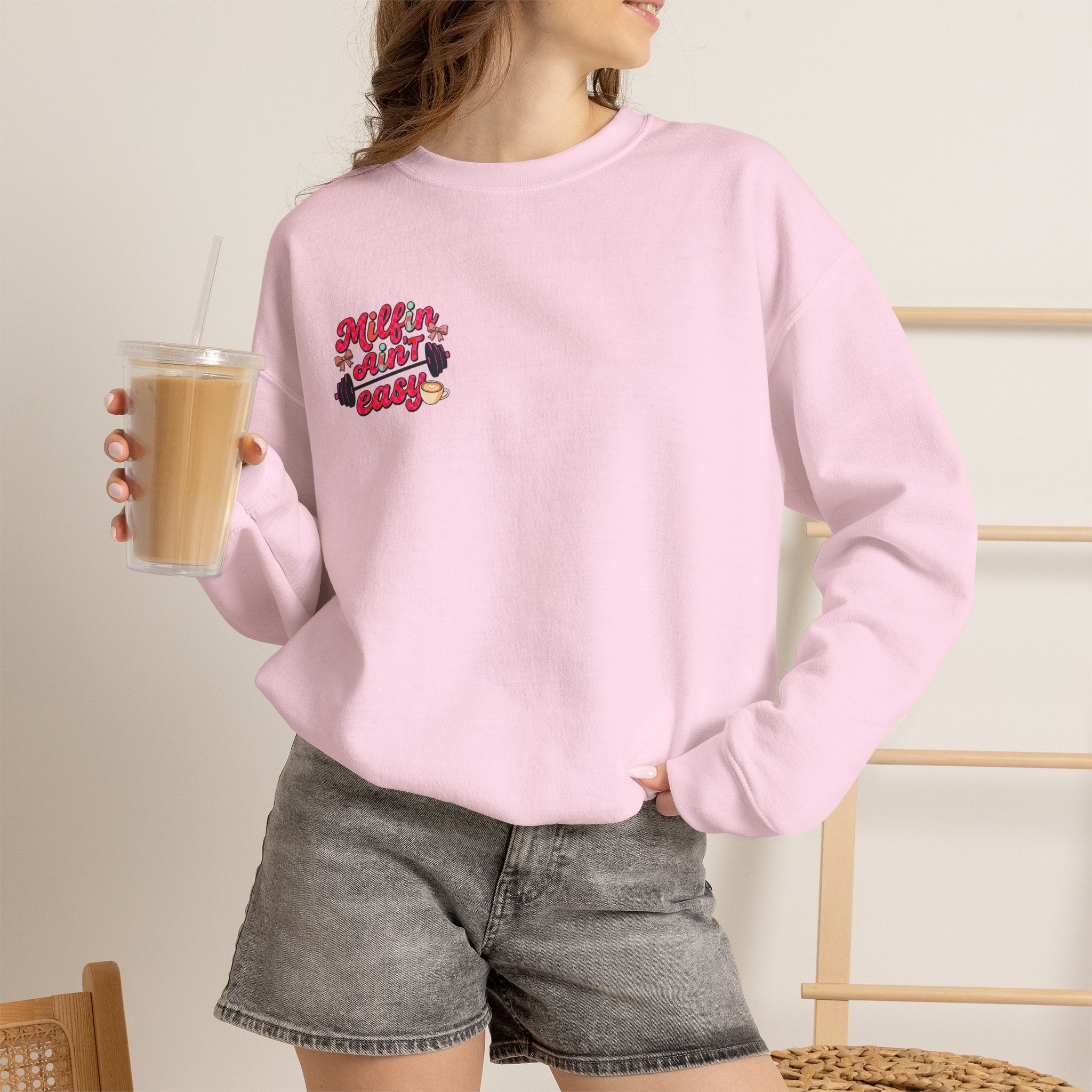 Milfin Ain't Easy Sweatshirt — Funny Mom Fitness Crewneck