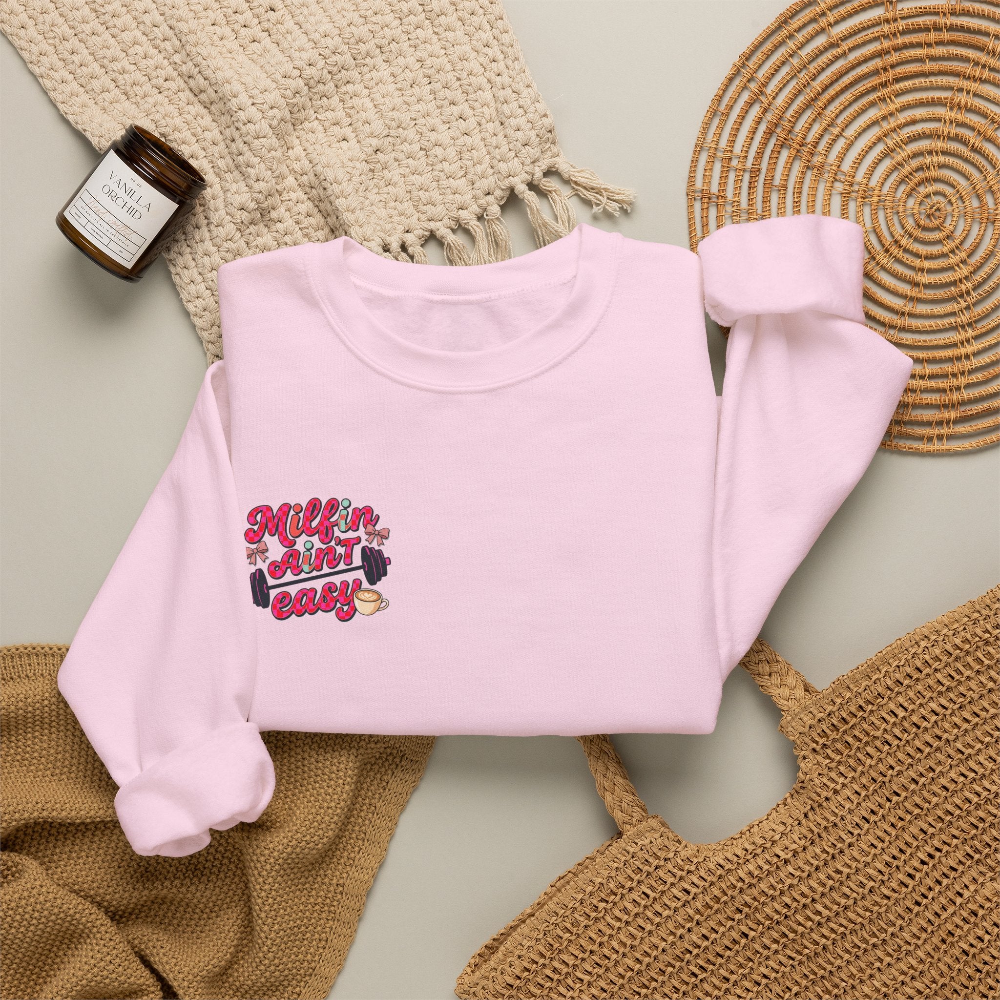 Milfin Ain't Easy Sweatshirt — Funny Mom Fitness Crewneck