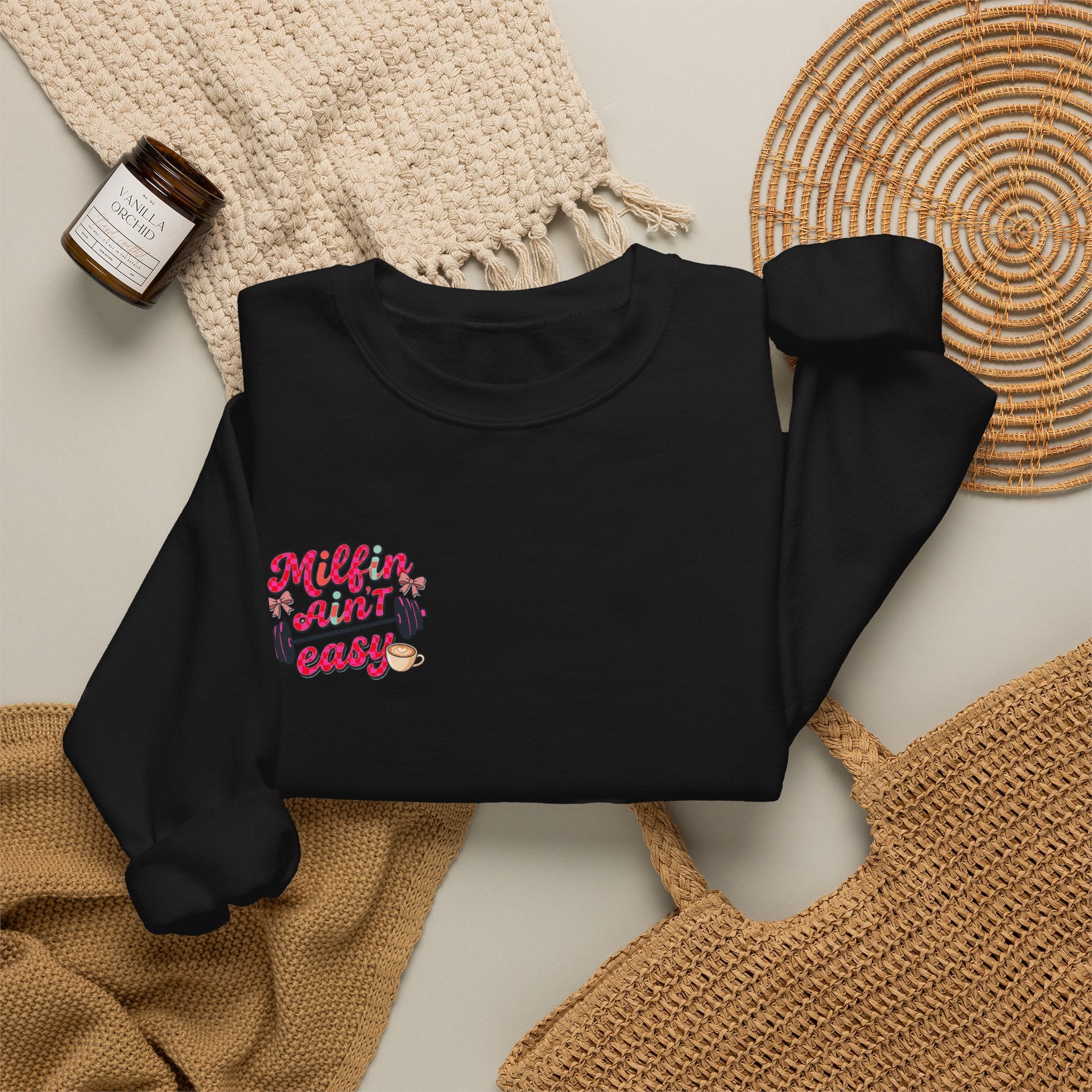 Milfin Ain't Easy Sweatshirt — Funny Mom Fitness Crewneck